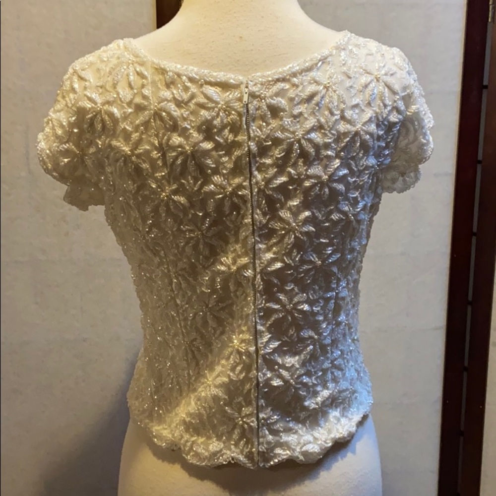 White Sequence Formal Blouse - image 3